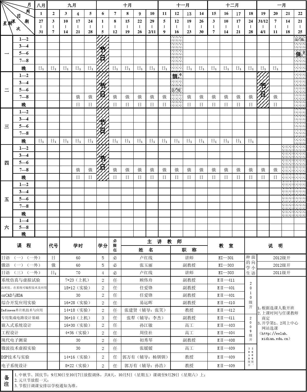 电子科技大学课程表全景概览